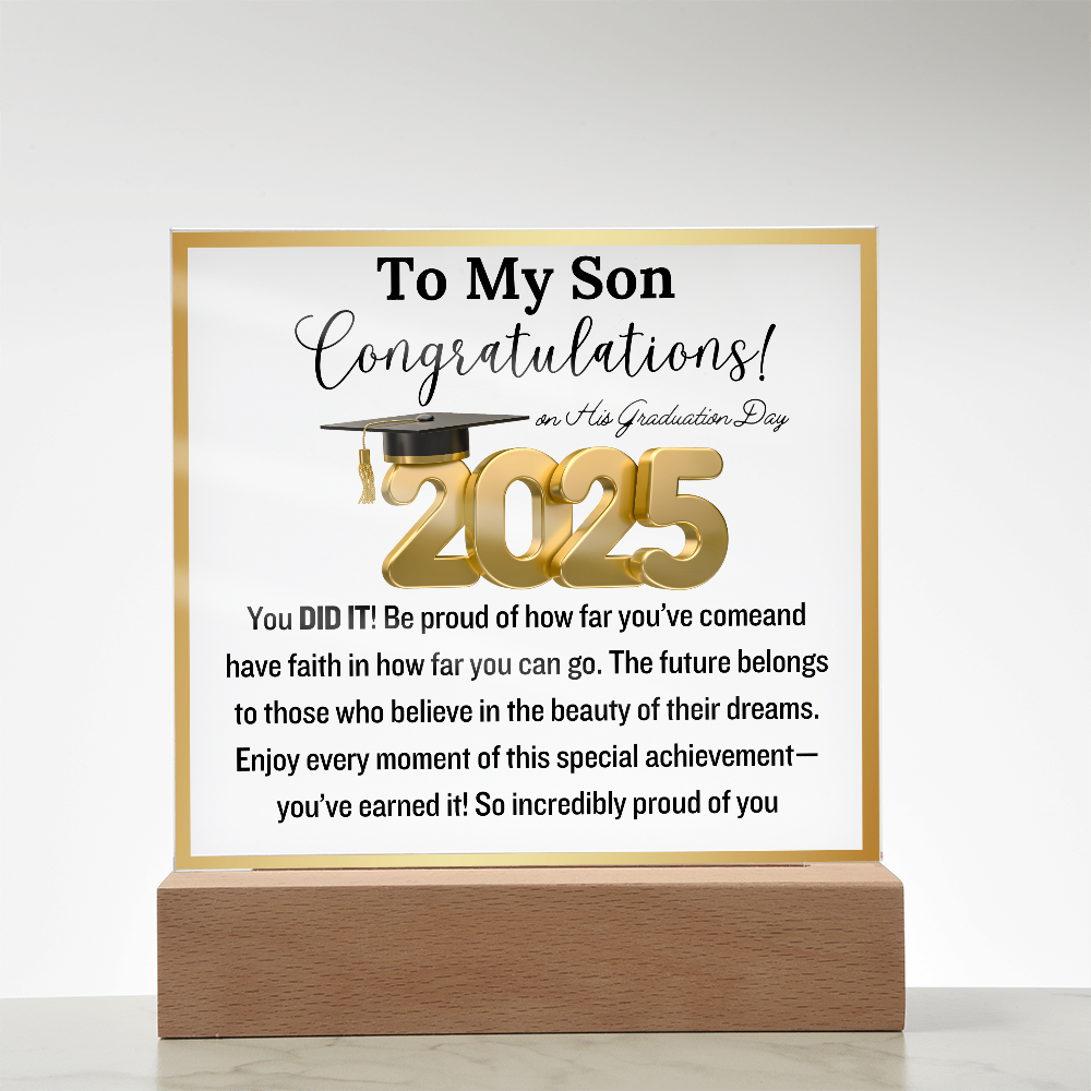 Congratulation! To My Son on His Graduation Day | 2025 | Acrylic Plaque