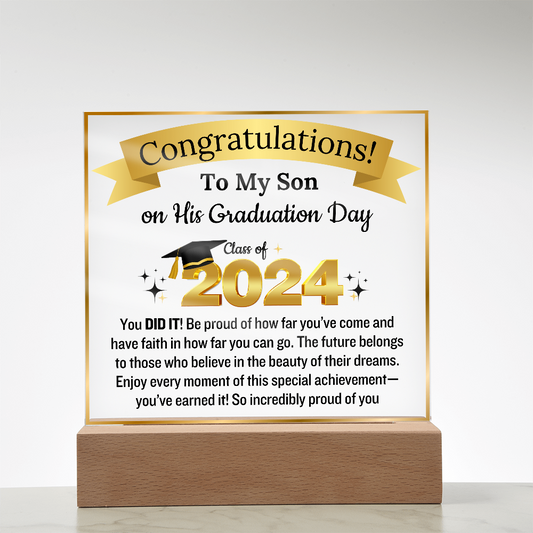 To My Son Congratulation Class of 2024 | Acrylic Plaque