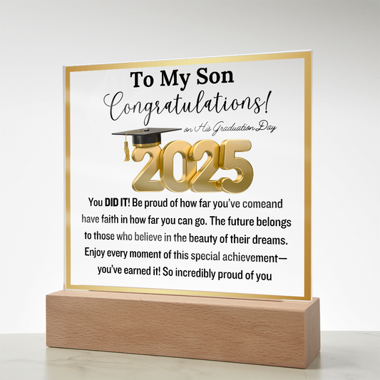 Congratulation! To My Son on His Graduation Day | 2025 | Acrylic Plaque