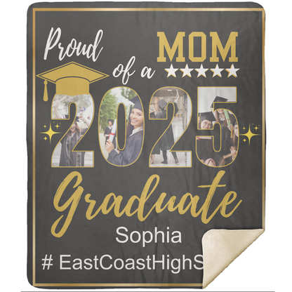 Personalized Name and School | Proud Mom Of A Graduate | Blanket