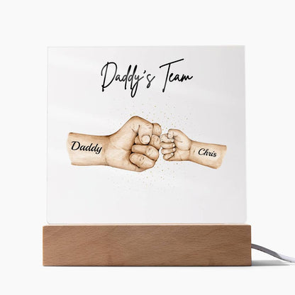 Daddy's Team | Personalized |Acrylic Plaque with LED Night Light