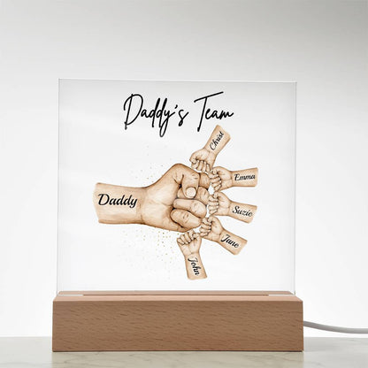 Daddy's Team | Personalized |Acrylic Plaque with LED Night Light