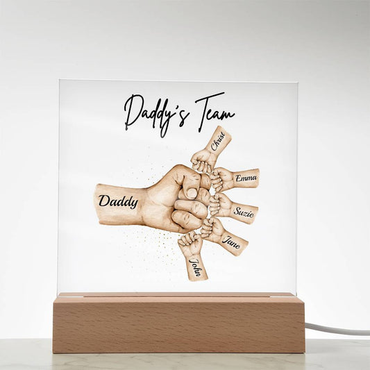 Daddy's Team | Personalized |Acrylic Plaque with LED Night Light