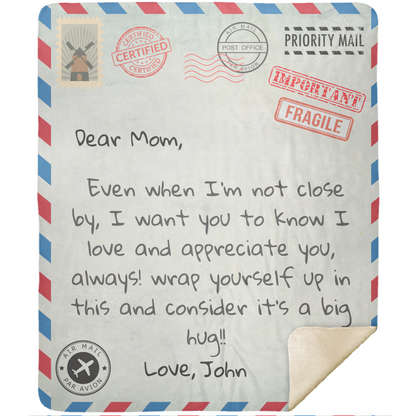 Personalized | Air Mail Blanket |Dear Mom