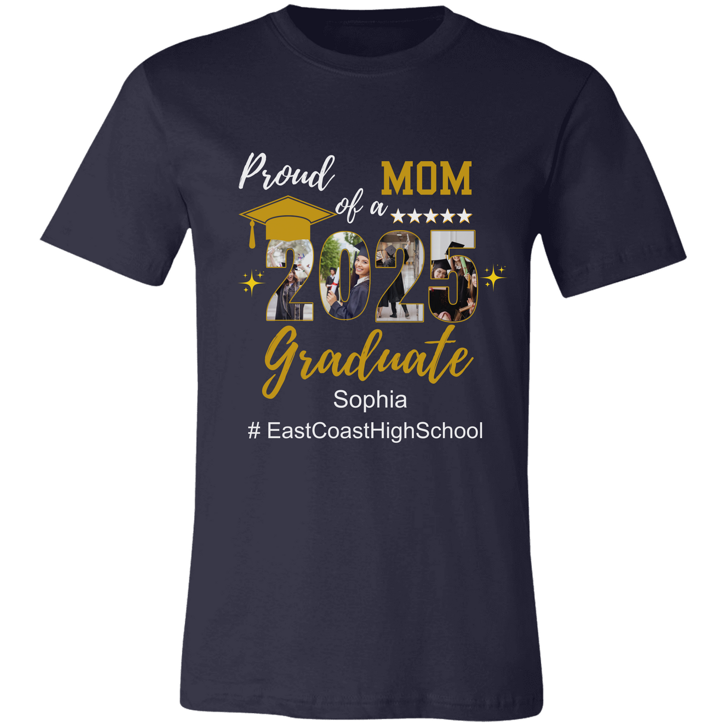 Personalized Name and School | Proud Mom of a Graduate |Tee