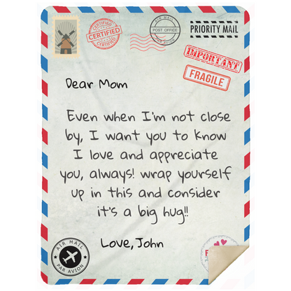 Personalized | Air Mail Blanket |Dear Mom