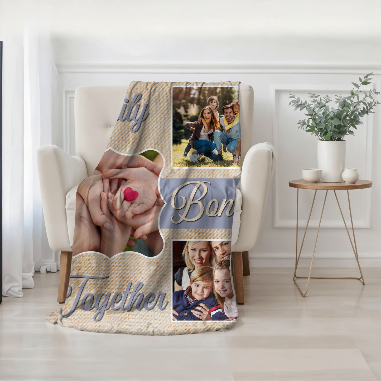 Family Bond Together | Personalize Photo | Blanket | Grunge Texture