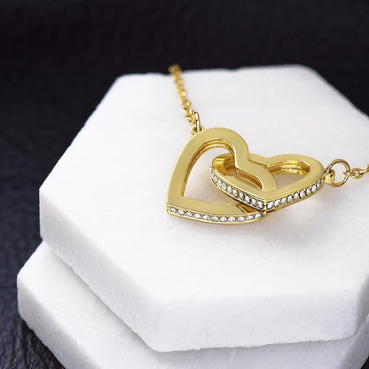 To My Beautiful Wife - Interlocking Hearts Necklace (Yellow & White Gold Variants)