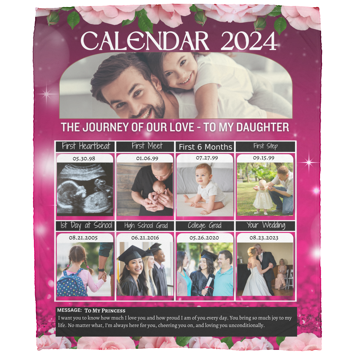 To my Daughter  - Personalized Calendar Blanket