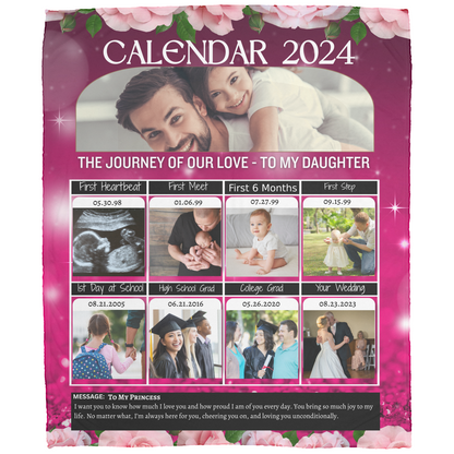 To my Daughter  - Personalized Calendar Blanket