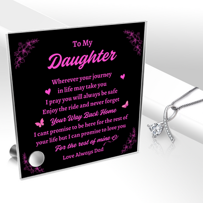 To My Daughter | Enchanting Ribbon Necklace With Glass Message Stand | Jewelry | Comes In 2 Color