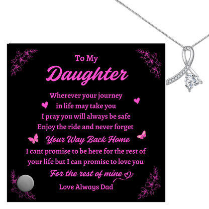 To My Daughter | Enchanting Ribbon Necklace With Glass Message Stand | Jewelry | Comes In 2 Color