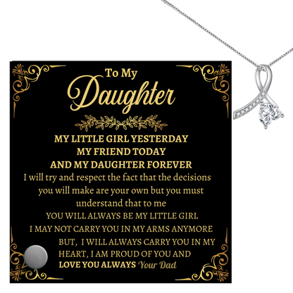 To My Daughter | Enchanting Ribbon Necklace With Glass Message Stand | Jewelry