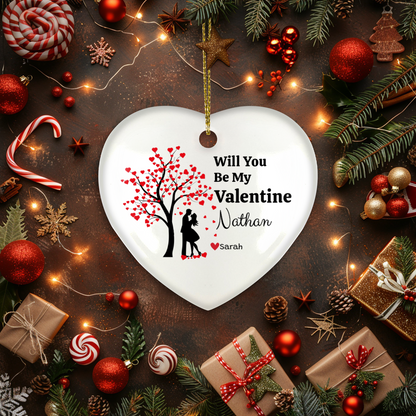 Personalized Gift | Will You Be My Valentine |  Heart Ornament With Gift Box