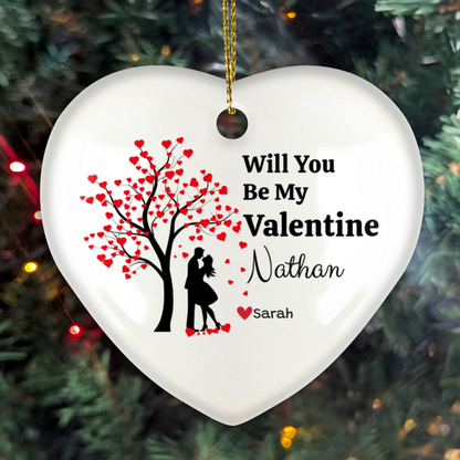 Personalized Gift | Will You Be My Valentine |  Heart Ornament With Gift Box