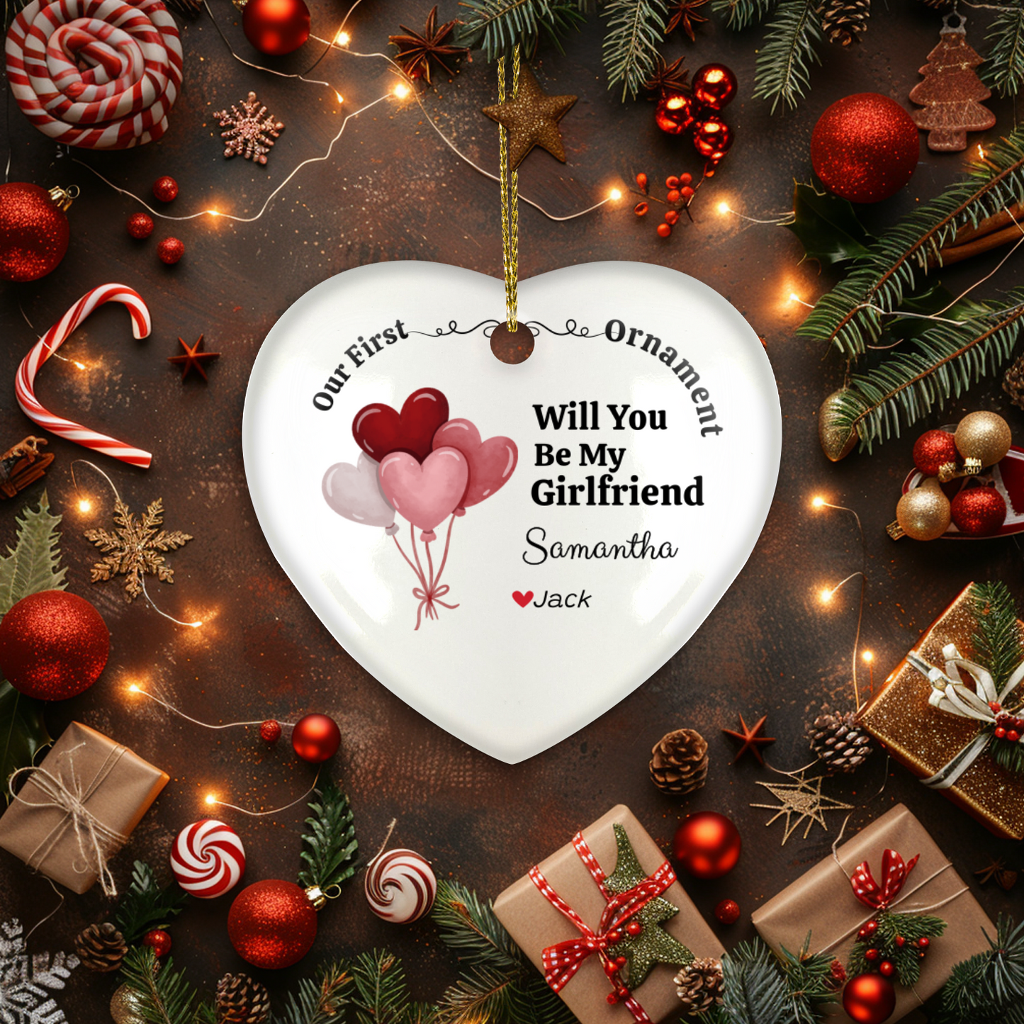 Personalized Gift | Will You Be My | Heart Ornament With Gift Box