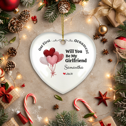 Personalized Gift | Will You Be My | Heart Ornament With Gift Box