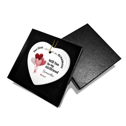 Personalized Gift | Will You Be My | Heart Ornament With Gift Box