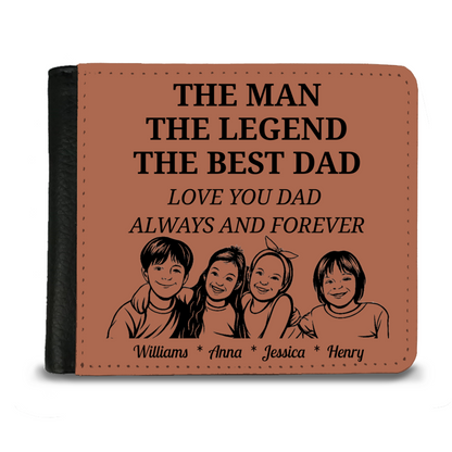 The Man | The Legend | The Best Dad | Personalized | Gentleman's  2 Fold Faux Leather Wallet |