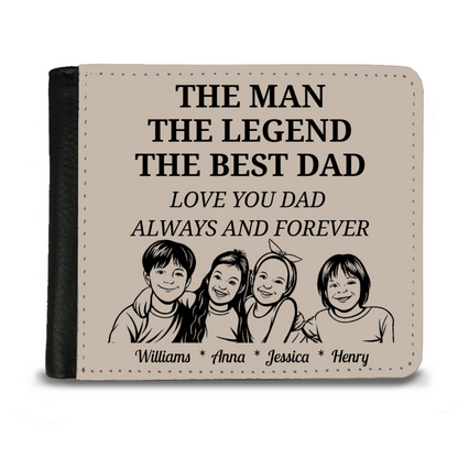 The Man | The Legend | The Best Dad | Personalized | Gentleman's  2 Fold Faux Leather Wallet |