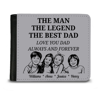 The Man | The Legend | The Best Dad | Personalized | Gentleman's  2 Fold Faux Leather Wallet |