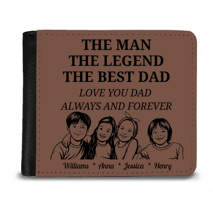 The Man | The Legend | The Best Dad | Personalized | Gentleman's  2 Fold Faux Leather Wallet |