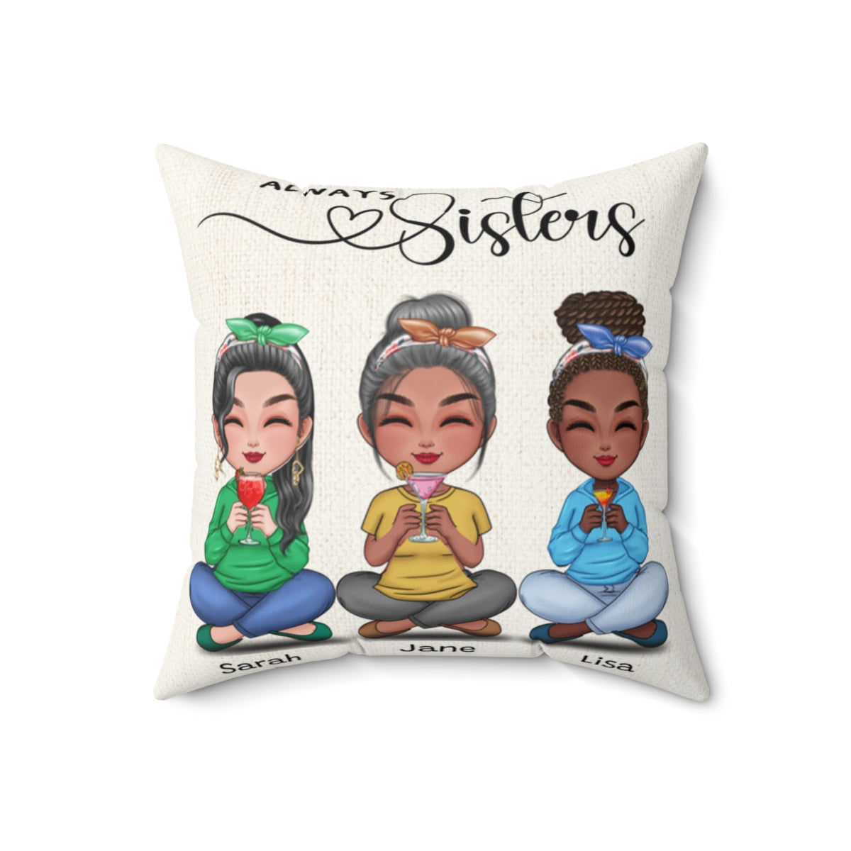 Personalized Pillow and Cover | Always Sisters |