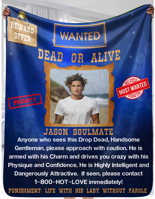 Wanted Dead Or Alive | Personalized | Blanket | Blue