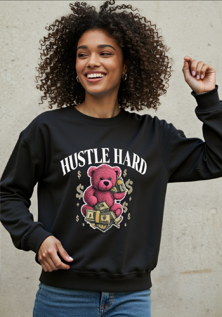 Hustle Hard | Pink Teddy | Sweatshirt