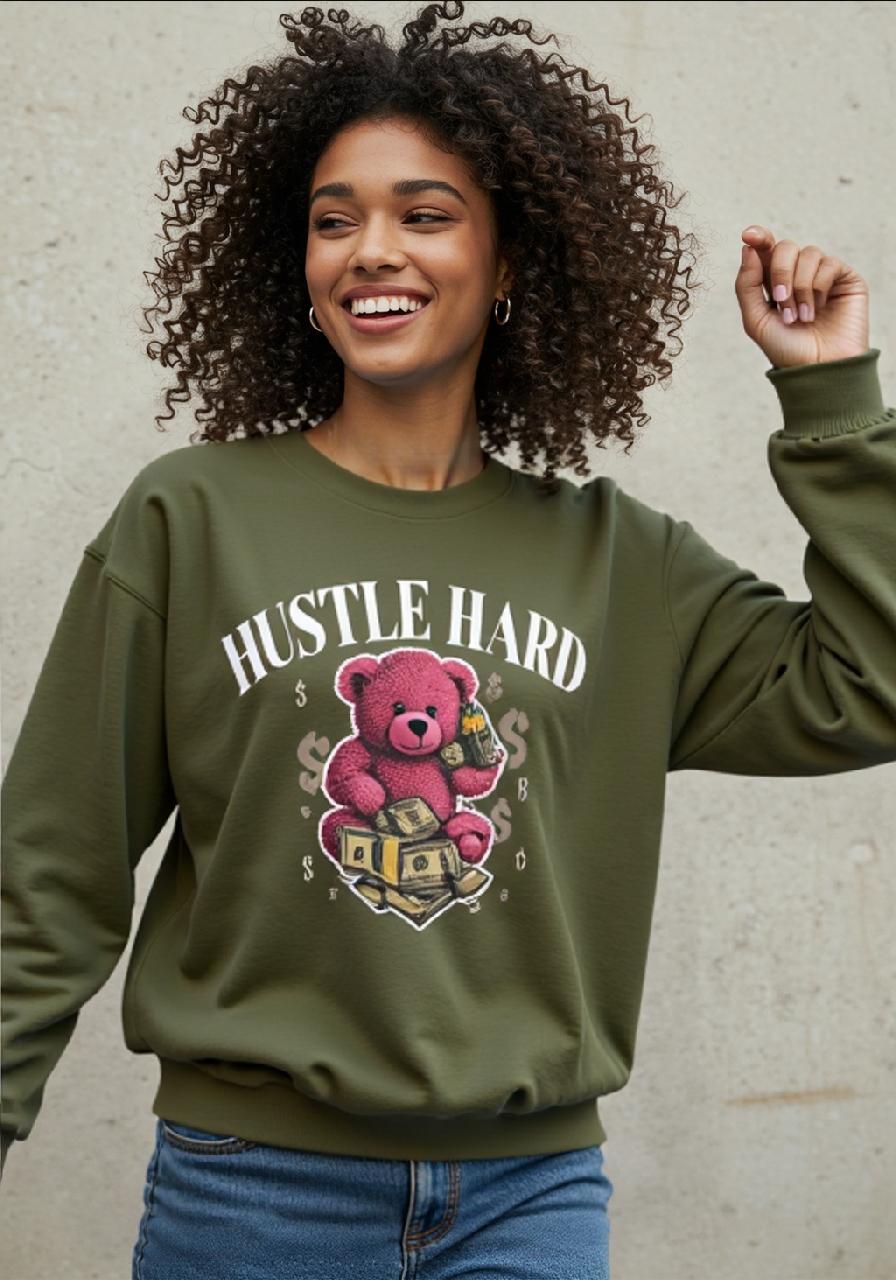 Hustle Hard | Pink Teddy | Sweatshirt