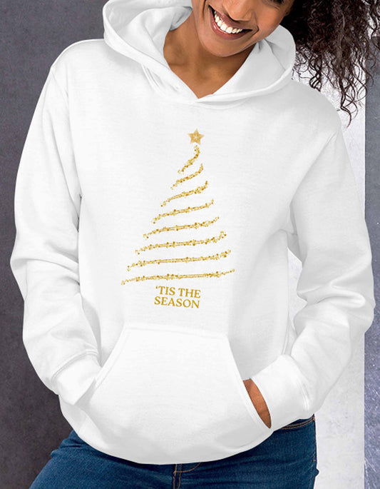 'Tis The Season | Gold Christmas Tree | Unisex Hoodie