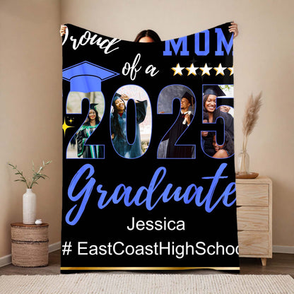 Personalized Name and School | Proud Mom of aGraduate | Blanket